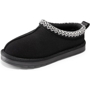 image:imageDREAM PAIRS Girls Boys Slippers Kids House Shoes  Indoor Outdoor Fuzzy Little Big Kid Slipon Faux Suede Slipper for Winter ChristmasBlack