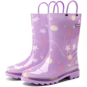 image:imageDREAM PAIRS Kids Waterproof EasyOn Rain Boots  LightweightNonSlip OutsoleOutdoor Rainy PlayCute Printed PatternsUnisex Boys Girls ToddlerPurple