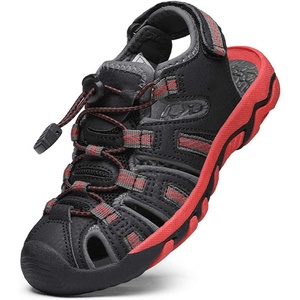 image:imageDREAM PAIRS Unisex Summer Water Athletic Sandals  ClosedToe Protection QuickDrying Upper Comfort Footbed Durable NonSlip Sole HookAndLoop Outdoor Sport Walk HikeBlackGreyRed