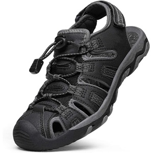 image:imageDREAM PAIRS Unisex Summer Water Athletic Sandals  ClosedToe Protection QuickDrying Upper Comfort Footbed Durable NonSlip Sole HookAndLoop Outdoor Sport Walk HikeBlackDarkGrey