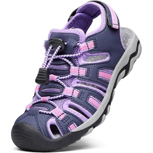 image:imageDREAM PAIRS Unisex Summer Water Athletic Sandals  ClosedToe Protection QuickDrying Upper Comfort Footbed Durable NonSlip Sole HookAndLoop Outdoor Sport Walk HikePurpleLightGrey