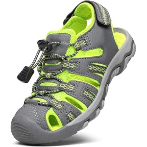 image:imageDREAM PAIRS Unisex Summer Water Athletic Sandals  ClosedToe Protection QuickDrying Upper Comfort Footbed Durable NonSlip Sole HookAndLoop Outdoor Sport Walk HikeGreyNeonGreen