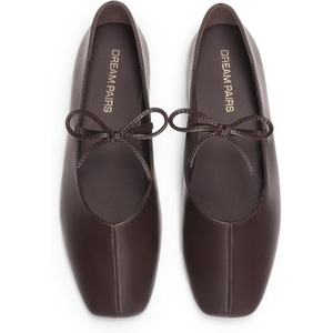 image:imageDREAM PAIRS Womens Ballet Mary Jane Flats  Square Toe Slip on Ballet Flats for Womenwith Bow Dressy Comfortable for Casual Daily Work Office ShoesAll Brown