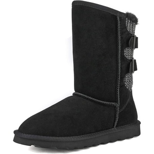 image:imageDREAM PAIRS Womens Mid Calf Winter Snow Boots  Warmth Faux Fur Lining Dual Adjustable Buckle Straps EVA Rubber Treaded OutsoleBlack
