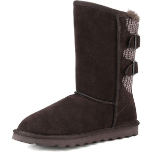 image:imageDREAM PAIRS Womens Mid Calf Winter Snow Boots  Warmth Faux Fur Lining Dual Adjustable Buckle Straps EVA Rubber Treaded OutsoleBrown