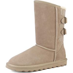 image:imageDREAM PAIRS Womens Mid Calf Winter Snow Boots  Warmth Faux Fur Lining Dual Adjustable Buckle Straps EVA Rubber Treaded OutsoleSand