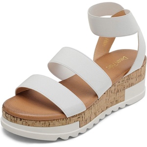 image:imageDREAM PAIRS Womens Open Toe Elastic Platform Wedge Sandals  Lightweight flatform sandals with a cushioned footbed for walking vacations shopping and allday comfortWhite