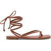 image:imageDREAM PAIRS Womens Strappy Lace Up Summer Flat Sandals  Comfortable Thong Design Gladiator Dressy Square Toe Tie Up Sandals for Walking Beach Vocation City Walks TravelBrown