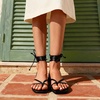 image:imageDREAM PAIRS Womens Strappy Lace Up Summer Flat Sandals  Comfortable Thong Design Gladiator Dressy Square Toe Tie Up Sandals for Walking Beach Vocation City Walks TravelBlack