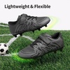 image:imageDREAM PAIRS Kids Soccer Cleats Boys Girls  Kids Youth Multi Ground Outdoor Football Shoes for LittleBig Kid StrikeLine StrapBlackDark Grey