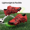 image:imageDREAM PAIRS Kids Soccer Cleats Boys Girls  Kids Youth Multi Ground Outdoor Football Shoes for LittleBig Kid StrikeLine StrapRedBlack