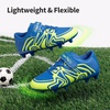 image:imageDREAM PAIRS Kids Soccer Cleats Boys Girls  Kids Youth Multi Ground Outdoor Football Shoes for LittleBig Kid StrikeLine StrapRoyal BlueNeon Green