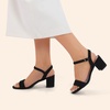 image:imageDREAM PAIRS Womens Chunky Low Heeled Sandals  Comfortable Open Toe Ankle Strap Classic Short Block Sandals with Buckle for Daily Work Wedding PartyBlacksuede