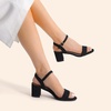 image:imageDREAM PAIRS Womens Chunky Low Heeled Sandals  Comfortable Open Toe Ankle Strap Classic Short Block Sandals with Buckle for Daily Work Wedding PartyBlacksuede