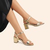 image:imageDREAM PAIRS Womens Chunky Low Heeled Sandals  Comfortable Open Toe Ankle Strap Classic Short Block Sandals with Buckle for Daily Work Wedding PartyGoldmetallic