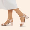 image:imageDREAM PAIRS Womens Chunky Low Heeled Sandals  Comfortable Open Toe Ankle Strap Classic Short Block Sandals with Buckle for Daily Work Wedding PartyNudesuede