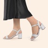image:imageDREAM PAIRS Womens Chunky Low Heeled Sandals  Comfortable Open Toe Ankle Strap Classic Short Block Sandals with Buckle for Daily Work Wedding PartySilverglitter