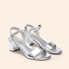 image:imageDREAM PAIRS Womens Chunky Low Heeled Sandals  Comfortable Open Toe Ankle Strap Classic Short Block Sandals with Buckle for Daily Work Wedding PartySilvermetallic