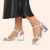 image:imageDREAM PAIRS Womens Chunky Low Heeled Sandals  Comfortable Open Toe Ankle Strap Classic Short Block Sandals with Buckle for Daily Work Wedding PartySilvermetallic