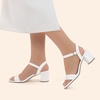 image:imageDREAM PAIRS Womens Chunky Low Heeled Sandals  Comfortable Open Toe Ankle Strap Classic Short Block Sandals with Buckle for Daily Work Wedding PartyWhitepu