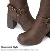 image:imageDREAM PAIRS Womens Platform Chunky Knee High Boots  356 Block Heel with Platform Square Toe Zipper Buckles Moto Biker Style Comfortable 5mm PU Foam Nonslip TPR OutsoleBrownnubuck