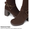 image:imageDREAM PAIRS Womens Platform Chunky Knee High Boots  356 Block Heel with Platform Square Toe Zipper Buckles Moto Biker Style Comfortable 5mm PU Foam Nonslip TPR OutsoleBrownsuede