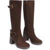 image:imageDREAM PAIRS Womens Platform Chunky Knee High Boots  356 Block Heel with Platform Square Toe Zipper Buckles Moto Biker Style Comfortable 5mm PU Foam Nonslip TPR OutsoleBrownsuede