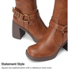 image:imageDREAM PAIRS Womens Platform Chunky Knee High Boots  356 Block Heel with Platform Square Toe Zipper Buckles Moto Biker Style Comfortable 5mm PU Foam Nonslip TPR OutsoleLight Brown