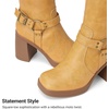 image:imageDREAM PAIRS Womens Platform Chunky Knee High Boots  356 Block Heel with Platform Square Toe Zipper Buckles Moto Biker Style Comfortable 5mm PU Foam Nonslip TPR OutsoleYellow