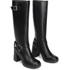image:imageDREAM PAIRS Womens Platform Chunky Knee High Boots  356 Block Heel with Platform Square Toe Zipper Buckles Moto Biker Style Comfortable 5mm PU Foam Nonslip TPR OutsoleBlack