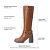image:imageDREAM PAIRS Womens Platform Chunky Knee High Boots  356 Block Heel with Platform Square Toe Zipper Buckles Moto Biker Style Comfortable 5mm PU Foam Nonslip TPR OutsoleLight Brown