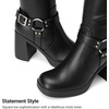 image:imageDREAM PAIRS Womens Platform Chunky Knee High Boots  356 Block Heel with Platform Square Toe Zipper Buckles Moto Biker Style Comfortable 5mm PU Foam Nonslip TPR OutsoleBlack