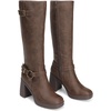 image:imageDREAM PAIRS Womens Platform Chunky Knee High Boots  356 Block Heel with Platform Square Toe Zipper Buckles Moto Biker Style Comfortable 5mm PU Foam Nonslip TPR OutsoleBrownnubuck