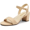 image:imageDREAM PAIRS Womens Chunky Low Heeled Sandals  Comfortable Open Toe Ankle Strap Classic Short Block Sandals with Buckle for Daily Work Wedding PartyNude Pu