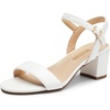 image:imageDREAM PAIRS Womens Chunky Low Heeled Sandals  Comfortable Open Toe Ankle Strap Classic Short Block Sandals with Buckle for Daily Work Wedding PartyWhitepu