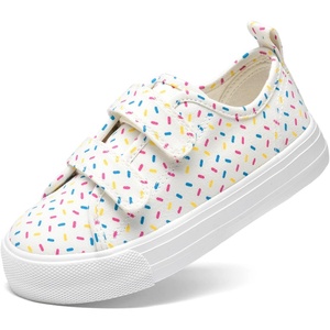 image:imageDREAM PAIRS Kids Sneakers Hook amp Loops  Playful cartoon design Breathable upper Lightweight Girls toddler Canvas ShoesBeigeMulti