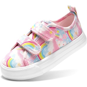 image:imageDREAM PAIRS Kids Sneakers Hook amp Loops  Playful cartoon design Breathable upper Lightweight Girls toddler Canvas ShoesRainbow