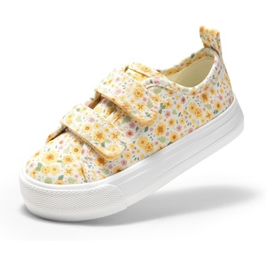 image:imageDREAM PAIRS Kids Sneakers Hook amp Loops  Playful cartoon design Breathable upper Lightweight Girls toddler Canvas ShoesYellowFlower