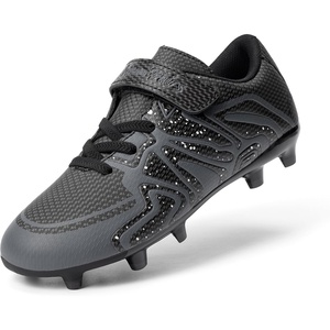 image:imageDREAM PAIRS Kids Soccer Cleats Boys Girls  Kids Youth Multi Ground Outdoor Football Shoes for LittleBig Kid StrikeLine StrapBlackDark Grey