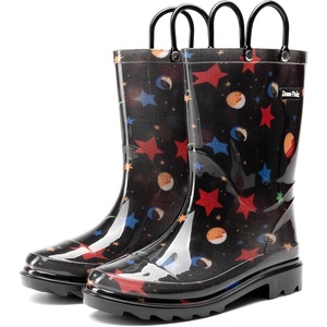 image:imageDREAM PAIRS Kids Waterproof Rain Boots  LightweightNonSlip OutsoleOutdoor Rainy PlayCute Printed PatternsUnisex Boys Girls ToddlerBlack