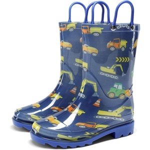 image:imageDREAM PAIRS Kids Waterproof Rain Boots  LightweightNonSlip OutsoleOutdoor Rainy PlayCute Printed PatternsUnisex Boys Girls ToddlerDark Blue