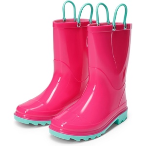 image:imageDREAM PAIRS Kids Waterproof Rain Boots  LightweightNonSlip OutsoleOutdoor Rainy PlayCute Printed PatternsUnisex Boys Girls ToddlerHot Pink