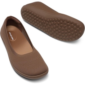 image:imageDREAM PAIRS Womens Ballet Flats Wide Toe Arch Support  Comfort Barefoot Knit Breathable Foldable Antislip Flats Walking ShoesBrown