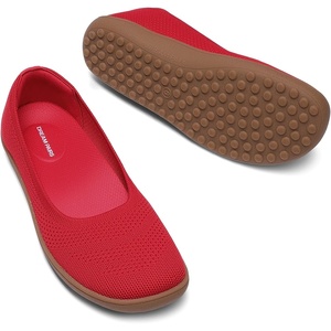 image:imageDREAM PAIRS Womens Ballet Flats Wide Toe Arch Support  Comfort Barefoot Knit Breathable Foldable Antislip Flats Walking ShoesRed