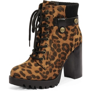 image:imageDREAM PAIRS Womens Lace up Combat Ankle Booties ShoesLeopard