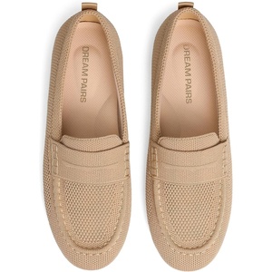 image:imageDREAM PAIRS Women Comfortable Business Knit Loafers  Zeropressure breathable Knit Upper and Memory Foam Arch Support insole Slip on flats for work and daily travelNude