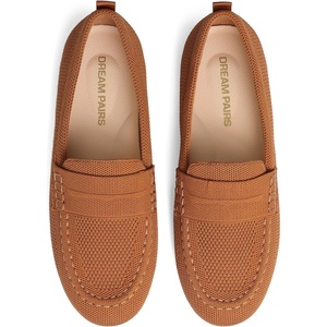 image:imageDREAM PAIRS Women Comfortable Business Knit Loafers  Zeropressure breathable Knit Upper and Memory Foam Arch Support insole Slip on flats for work and daily travelBrown