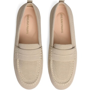 image:imageDREAM PAIRS Women Comfortable Business Knit Loafers  Zeropressure breathable Knit Upper and Memory Foam Arch Support insole Slip on flats for work and daily travelBeige