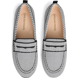 image:imageDREAM PAIRS Women Comfortable Business Knit Loafers  Zeropressure breathable Knit Upper and Memory Foam Arch Support insole Slip on flats for work and daily travelBlackWhite