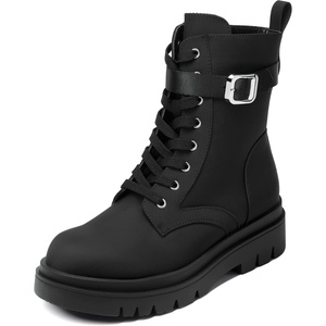 image:imageDREAM PAIRS Womens Combat Platform Boots  Lace Up Lug Sole Buckle Ankle Booties ShoesBlack